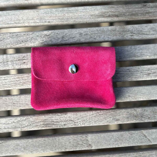 Leder-Portemonnaie S Velours pink