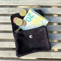 Leder-Portemonnaie S Velours dunkelblau