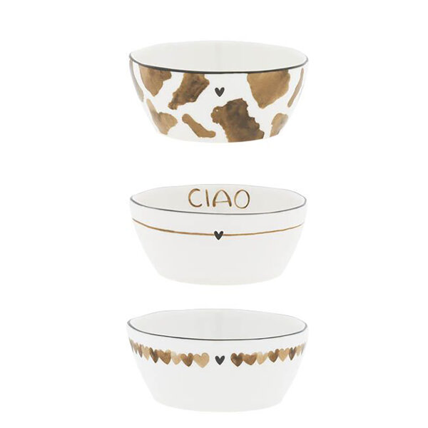 Schälchen / Bowl Sauce white/brown print von Bastion Collections