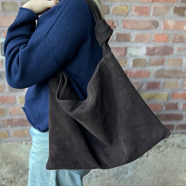 Velours-Hobo-Shopper "braun"