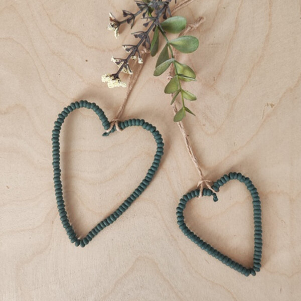 Holzperlenherz "Heart beads" dunkelgrün von Madleys