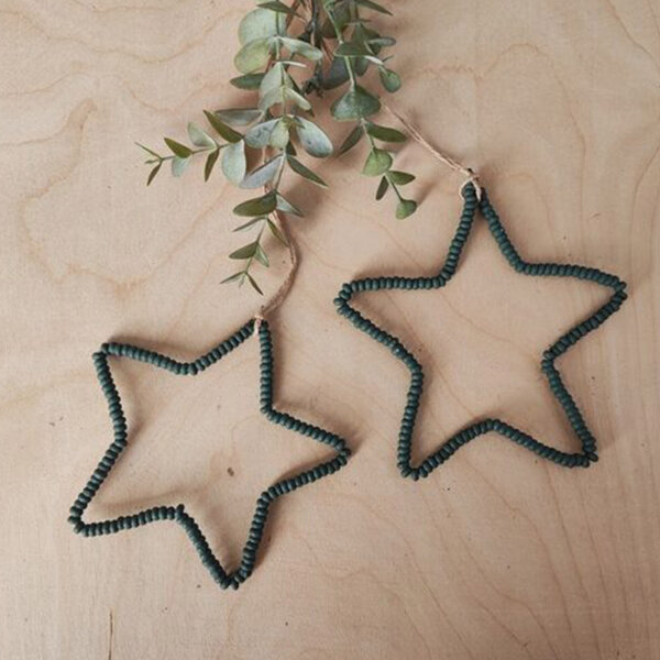 Holzperlenstern "Bead stars" dunkelgrün