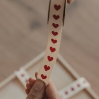 Geschenkband 5m "Herzen rot" von Eulenschnitt