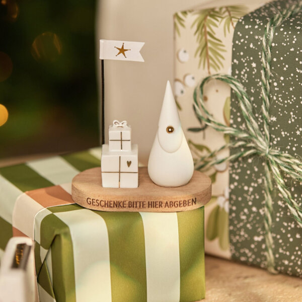 Weihnachtsgruß "Geschenke bitte hier abgeben" von Räder