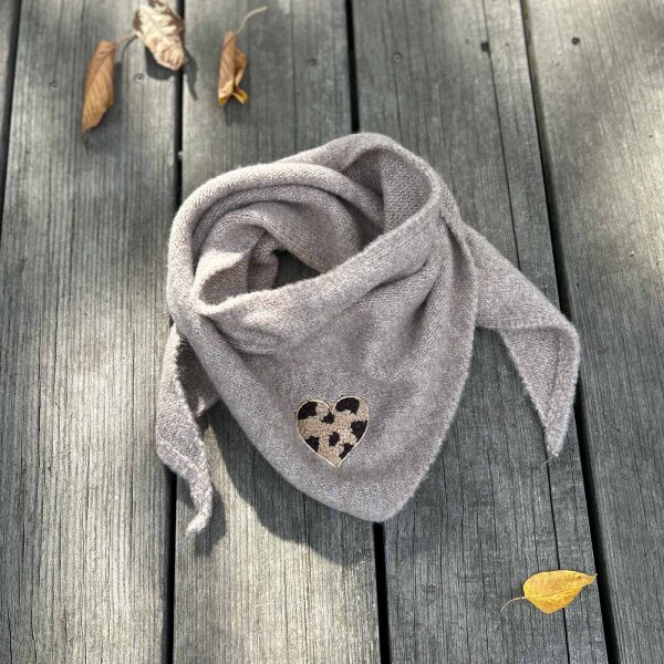 Mini-Dreieckstuch "Leo-Herz" taupe