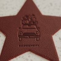 Untersetzer Sternform "Merry Christmas" 2er Set rot von Eulenschnitt