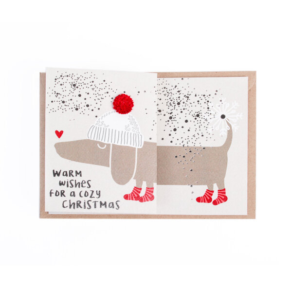 Winterdackelkarte "Warm wishes" von Good old friends