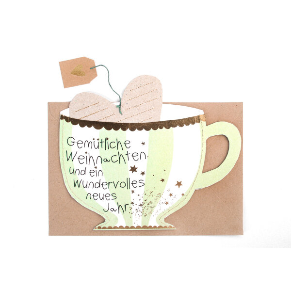 Teetassenkarte "Gemütliche Weihnachten" von Good old friends