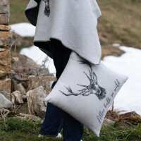 Silvretta Kissenhülle "Alles halb so wild" grau von David Fussenegger