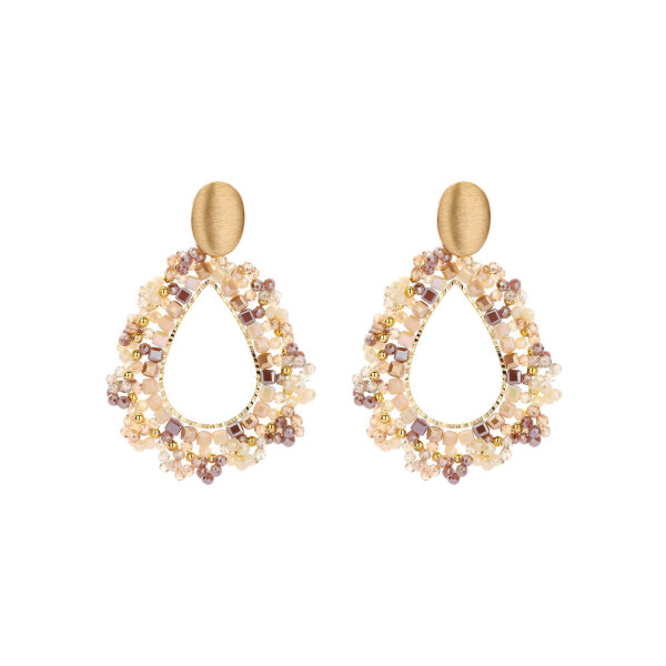 Boho Perlen Tropfenohrringe beige von Biba B.V.
