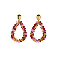 Boho Perlen Tropfenohrringe pink-orange von Biba B.V.