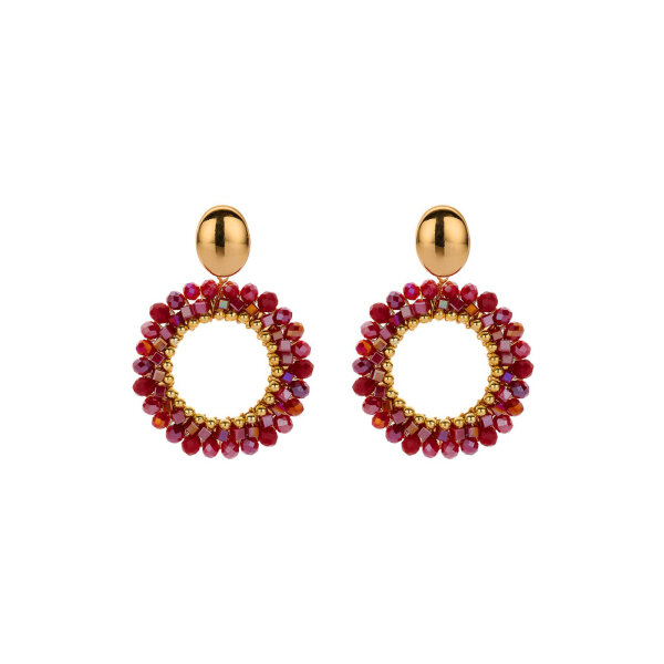 Boho Perlenohrringe rot mix von Biba B.V.