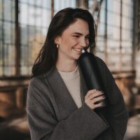 Trinkflasche Herz schwarz 1000ml von Eulenschnitt