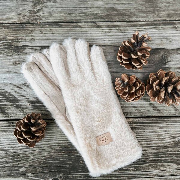 Fingerhandschuhe Fell "beige"
