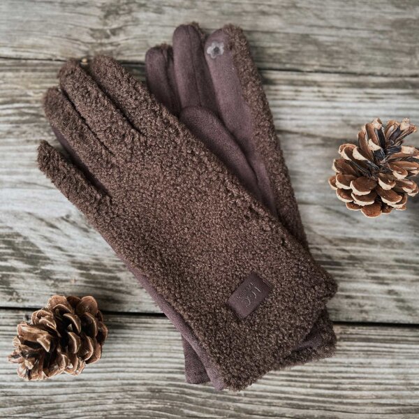 Fingerhandschuhe "Teddy" braun