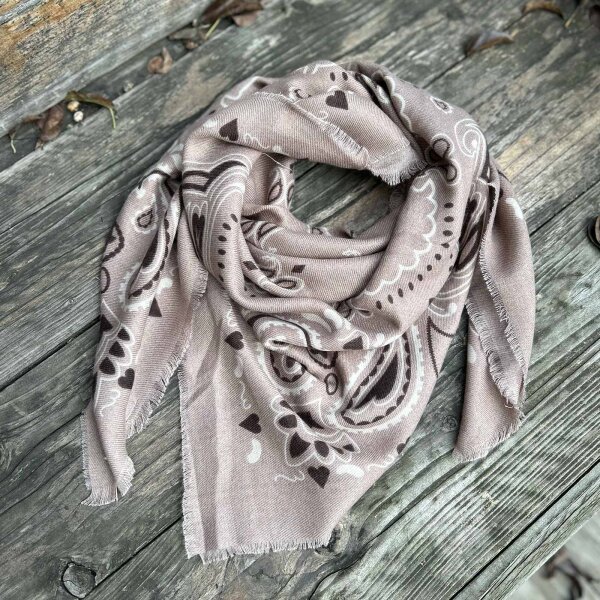 Großes Viskosetuch "Ornament" 110x110 taupe