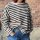 Langarm Shirt "Moni" Streifen braun-creme-rosa One Size