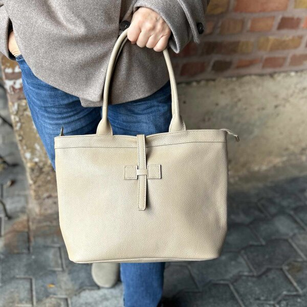 Ledershopper "Tessa" taupe